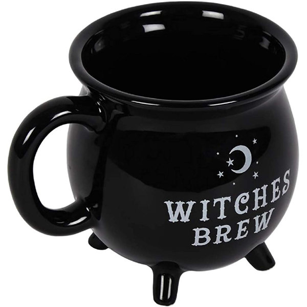 Black Witches Cauldron Salt & Pepper Cruet Condiment Set Pagan Gothic Gift Boxed 