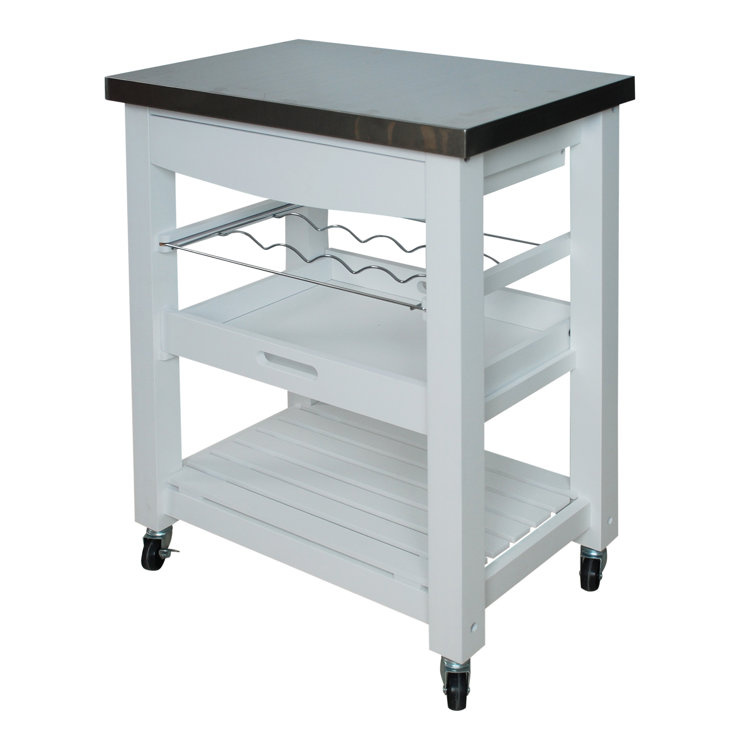 Winston Porter Denzil Compact Kitchen Cart With Stainless Steel Top Wayfair