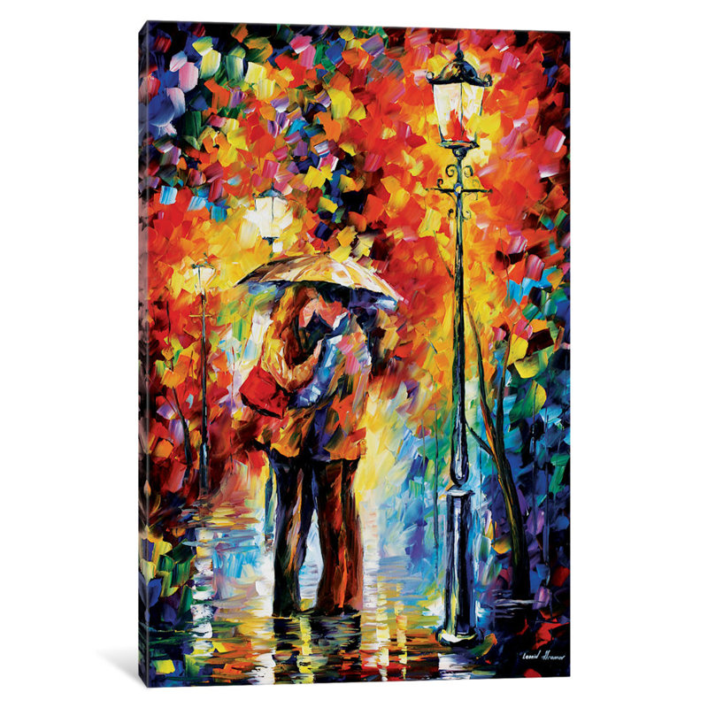 Winston Porter Kiss Under The Rain Painting Print On Wrapped