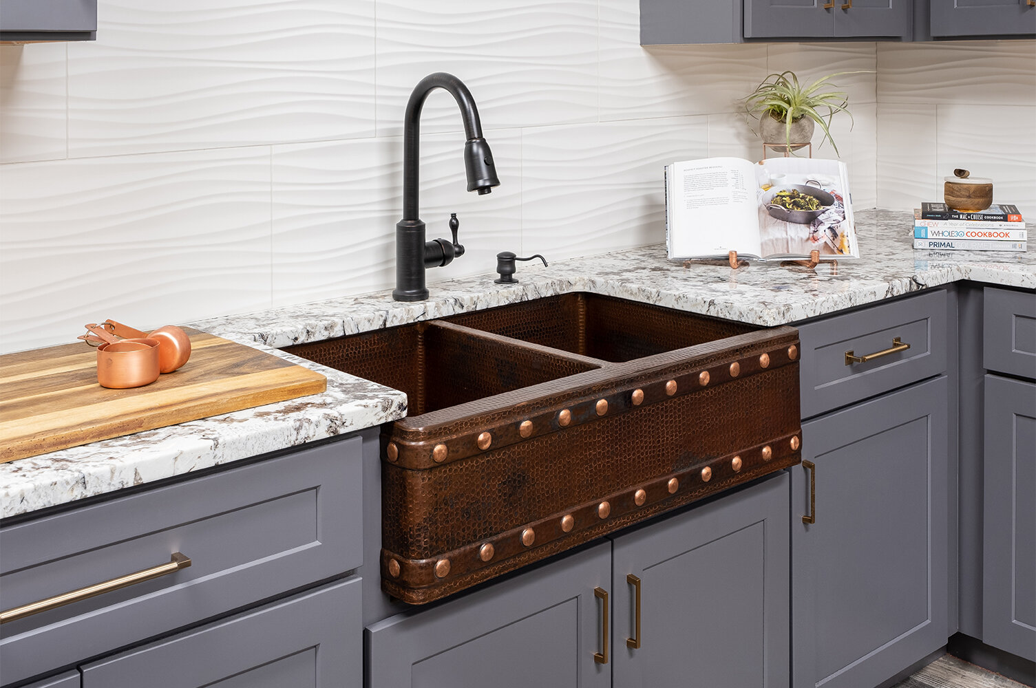 Premier Copper Products 33 L X 22 W Double Basin Apron Kitchen Sink   33 L X 22 W Double Basin Apron Kitchen Sink With Faucet 