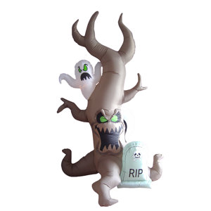 Halloween Inflatable Grave Scene with Tree Monster and Ghost