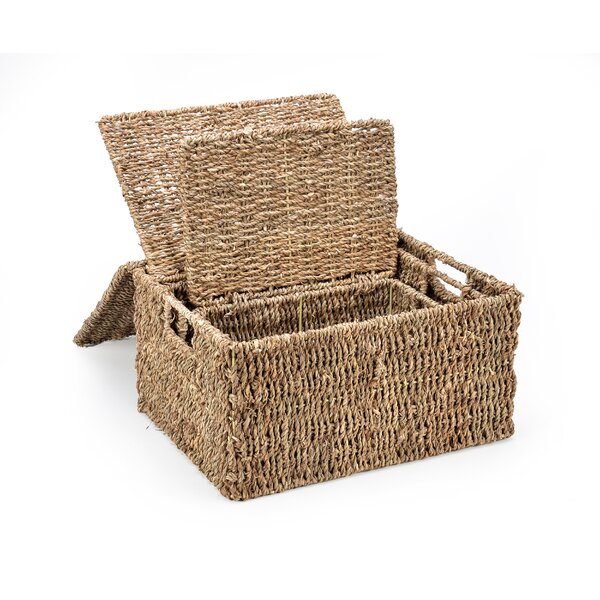 Highland Dunes 3 Piece Rectangular Seagrass Basket Set & Reviews | Wayfair