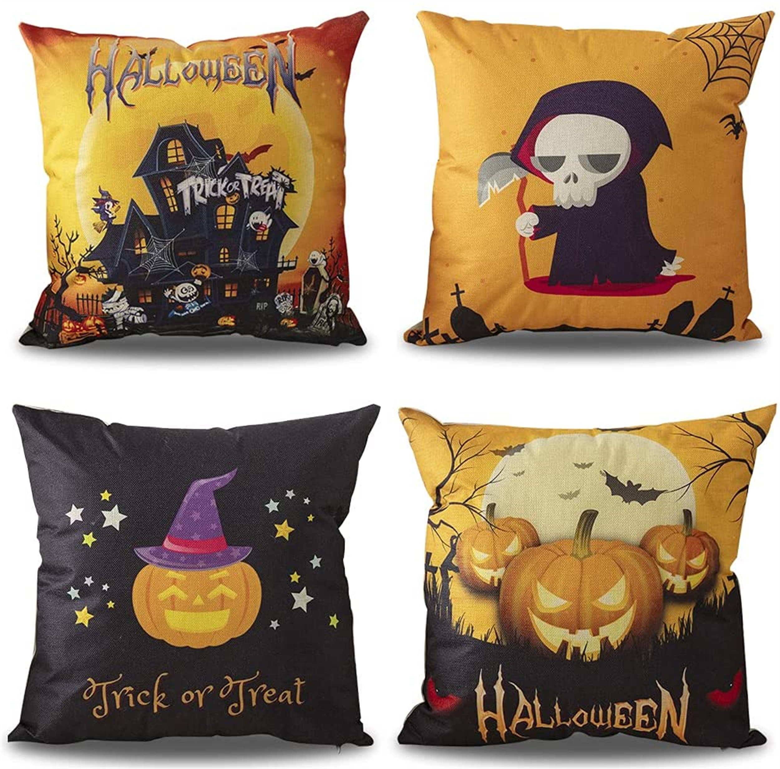 Halloween Witch Castle Linen Throw Pillow Case Waist Cushion Cover Sofa Decor 