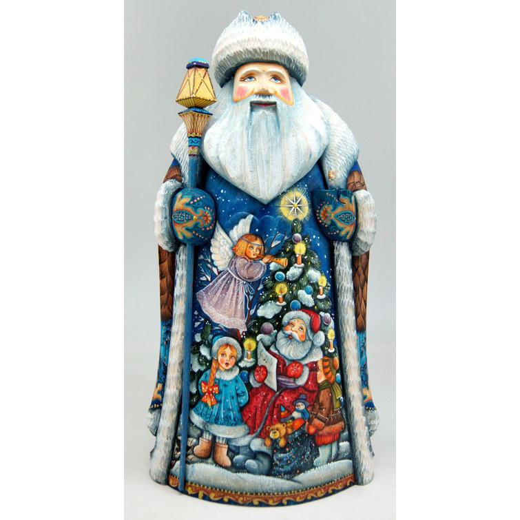 Debrekht Carved Wood and Hand-Painted Giving Father Frost Santa 12 G
