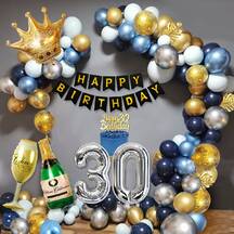 Decorations & Balloons Navy Blue and Gold 30th Geode Party Supplies Tableware