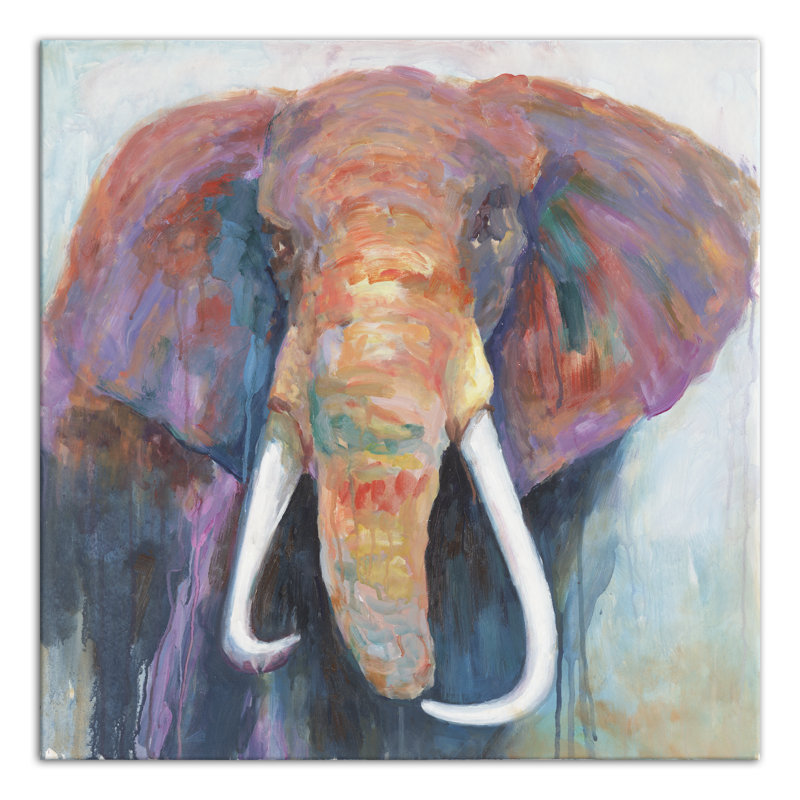 World Menagerie Colorful Elephant Painting Print On Wrapped