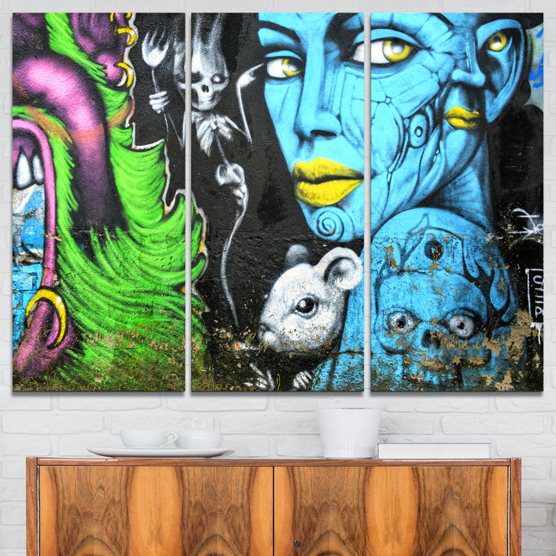 Designart Mural Wall Art 3 Piece Graphic Art On Wrapped Canvas