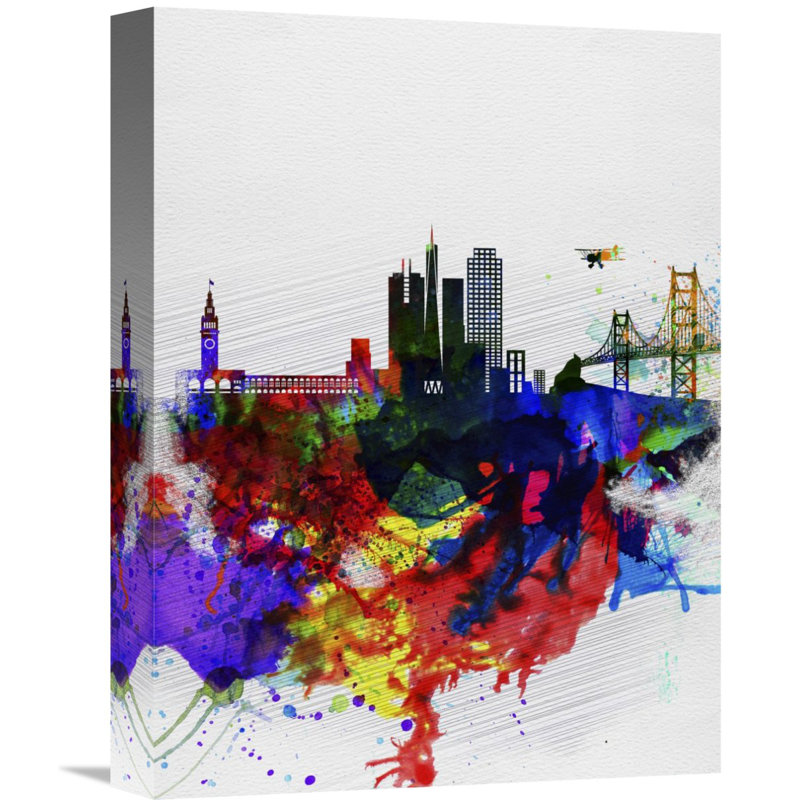 Naxart San Francisco Watercolor Skyline 1 Painting Print On Wrapped Canvas Wayfair