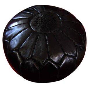 Peashrub 22'' Genuine Leather Round Pouf Ottoman By Bungalow Rose