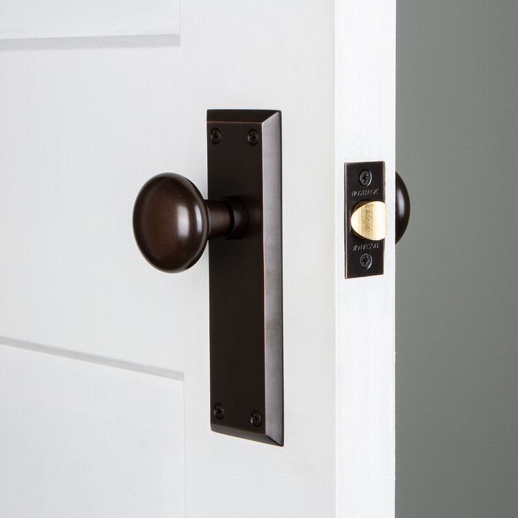 1 Antique Set Black Doorknobs w/ Matching Cast Iron Door Plates & Lock-5 Avail. 