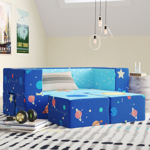 just 4 baby Kids Children Foldable Bedroom Play Room Moon Chair Moonchair Blue Rocket Design 