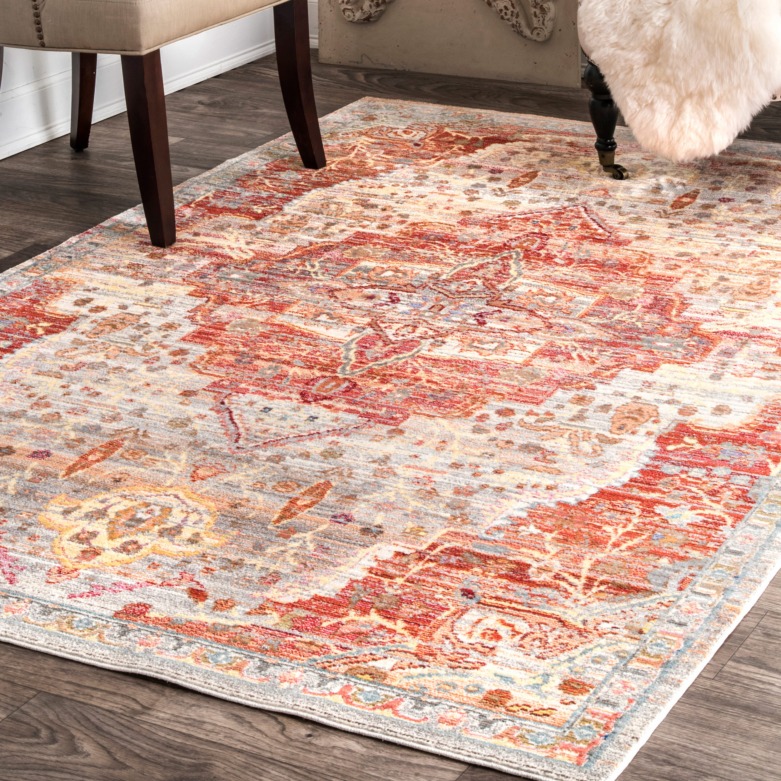 Bungalow Rose Perez Beige/Orange Area Rug Wayfair
