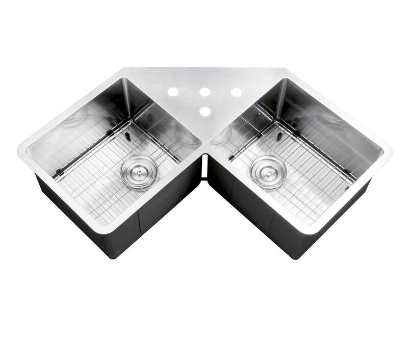 Gravena Corner 43 75 L X 23 W Double Basin Undermount Kitchen Sink