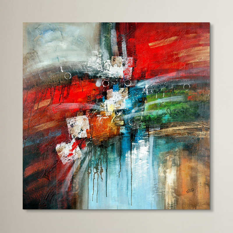 Ebern Designs Cube Abstract Iv Wrapped Canvas Painting Print On