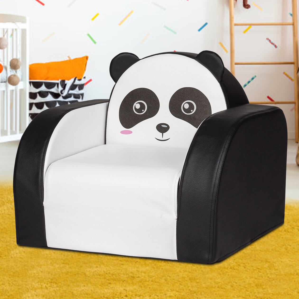 Kids Leather Wild Animal Sofa Armrest Chair Toddler Lounge Cushion Couch Panda 