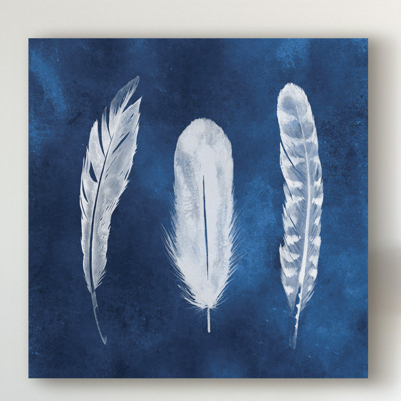 East Urban Home Cyanotype Feathers I Acrylic Painting Print On