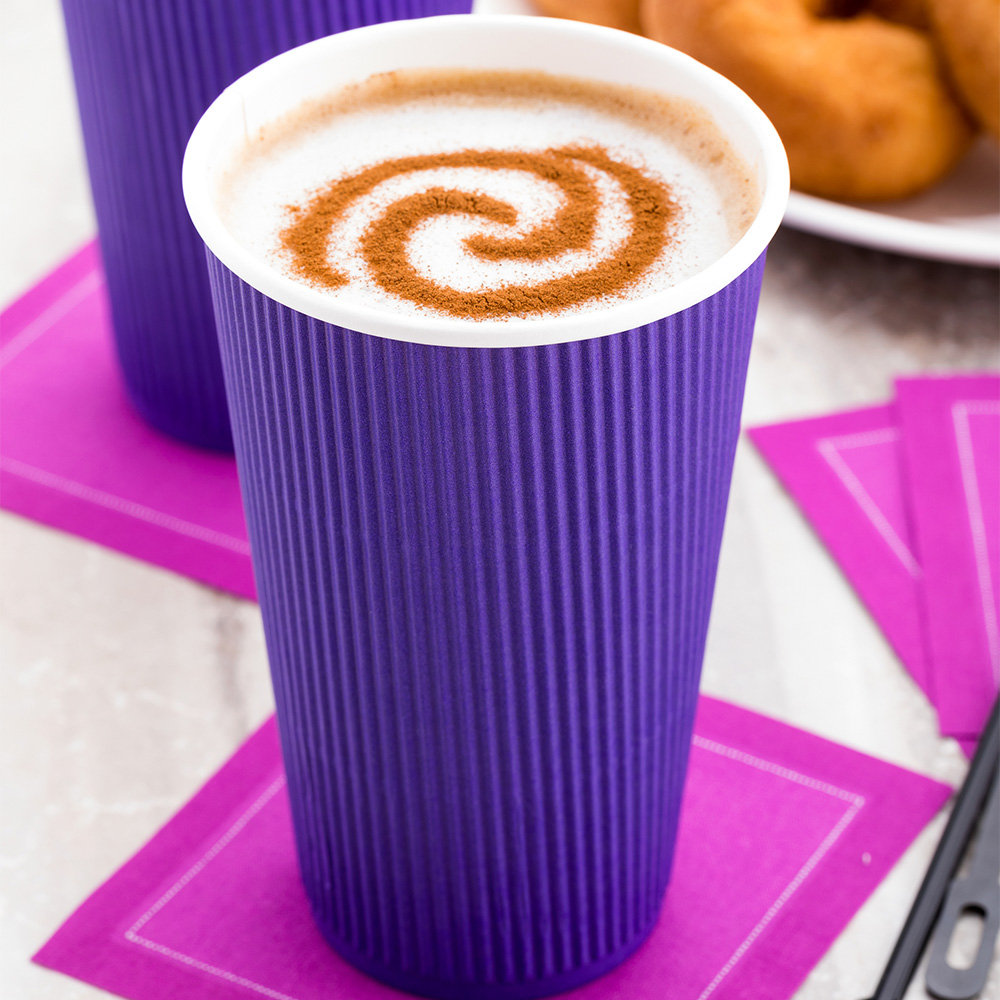 Restaurantware 20 Oz Royal Purple Paper Coffee Cup - Ripple Wall - 3 1/ ...
