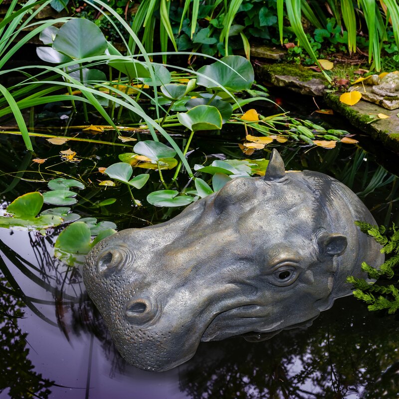 World Menagerie Lovitt Floating Hippopotamus Head Garden Art Statue ...