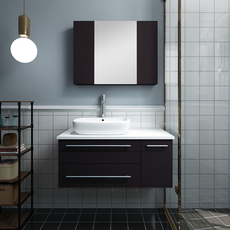Lucera 36 Wall Hung Vessel Sink Single Bathroom Vanity