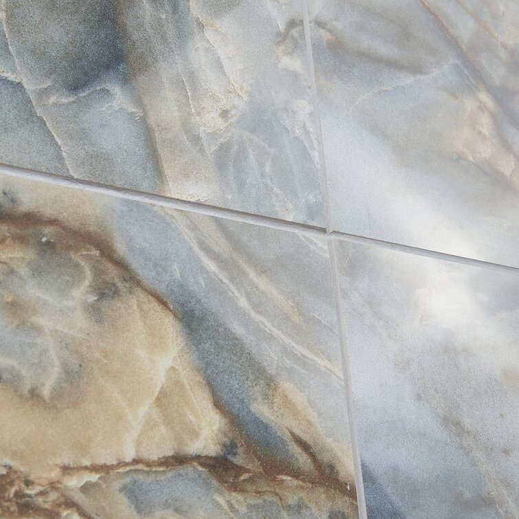 X 48 in 2 Pieces/ 15.49sqft/ case X 10mm Polished Porcelain Floor and Wall Tile Selene Blue Onyx 24 in