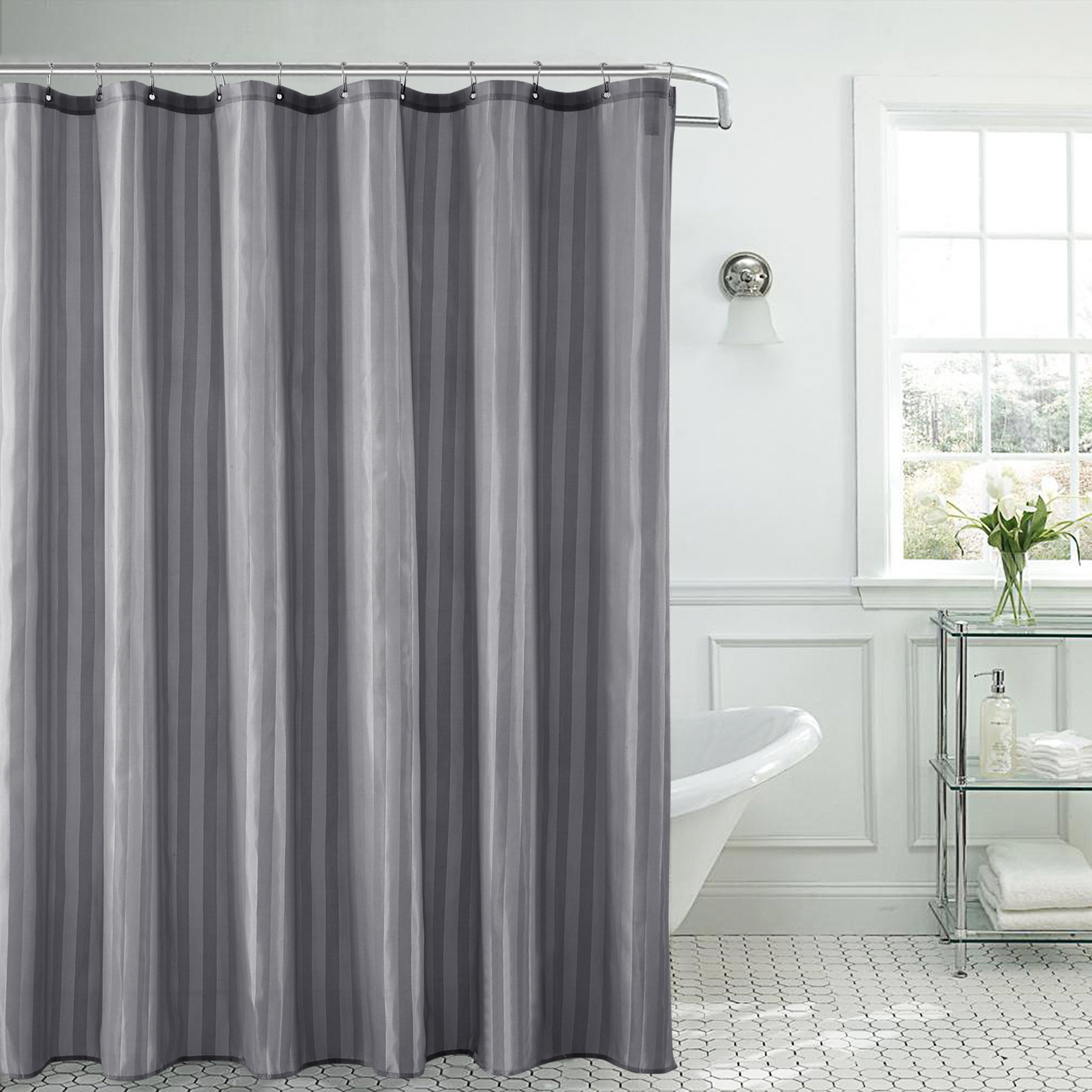 Symple Stuff Forrester Striped Single Shower Curtain Hooks Reviews Wayfair Symple Stuff Forrester Striped Single