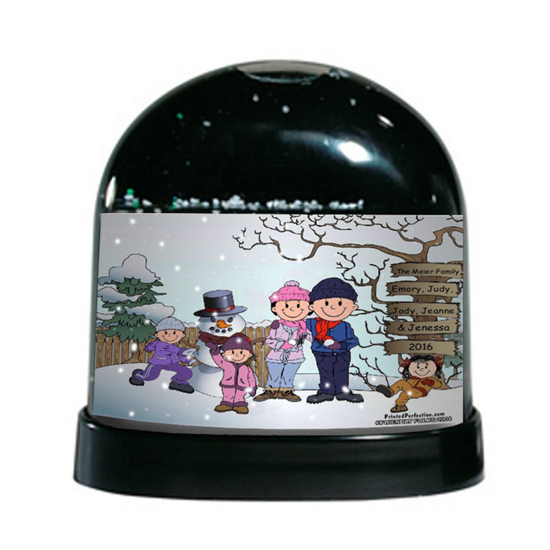 The Holiday Aisle Friendly Folks Cartoon Caricature Three Girls Snowman Family Snow Globe Wayfair