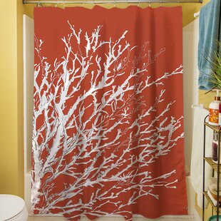 aqua and coral shower curtain