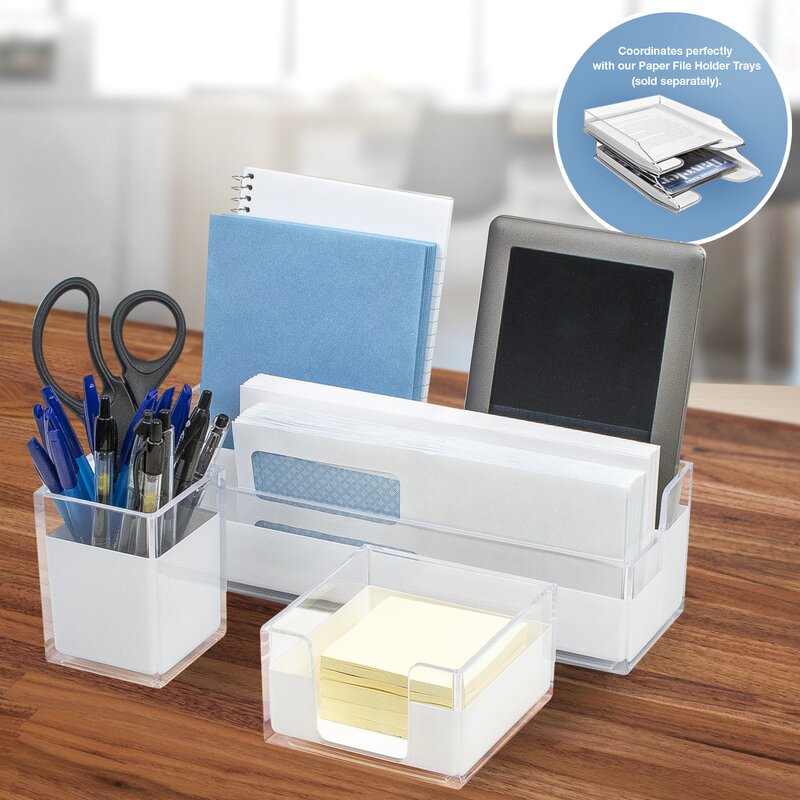 Rebrilliant 3 Piece Acrylic Desk Set Reviews Wayfair