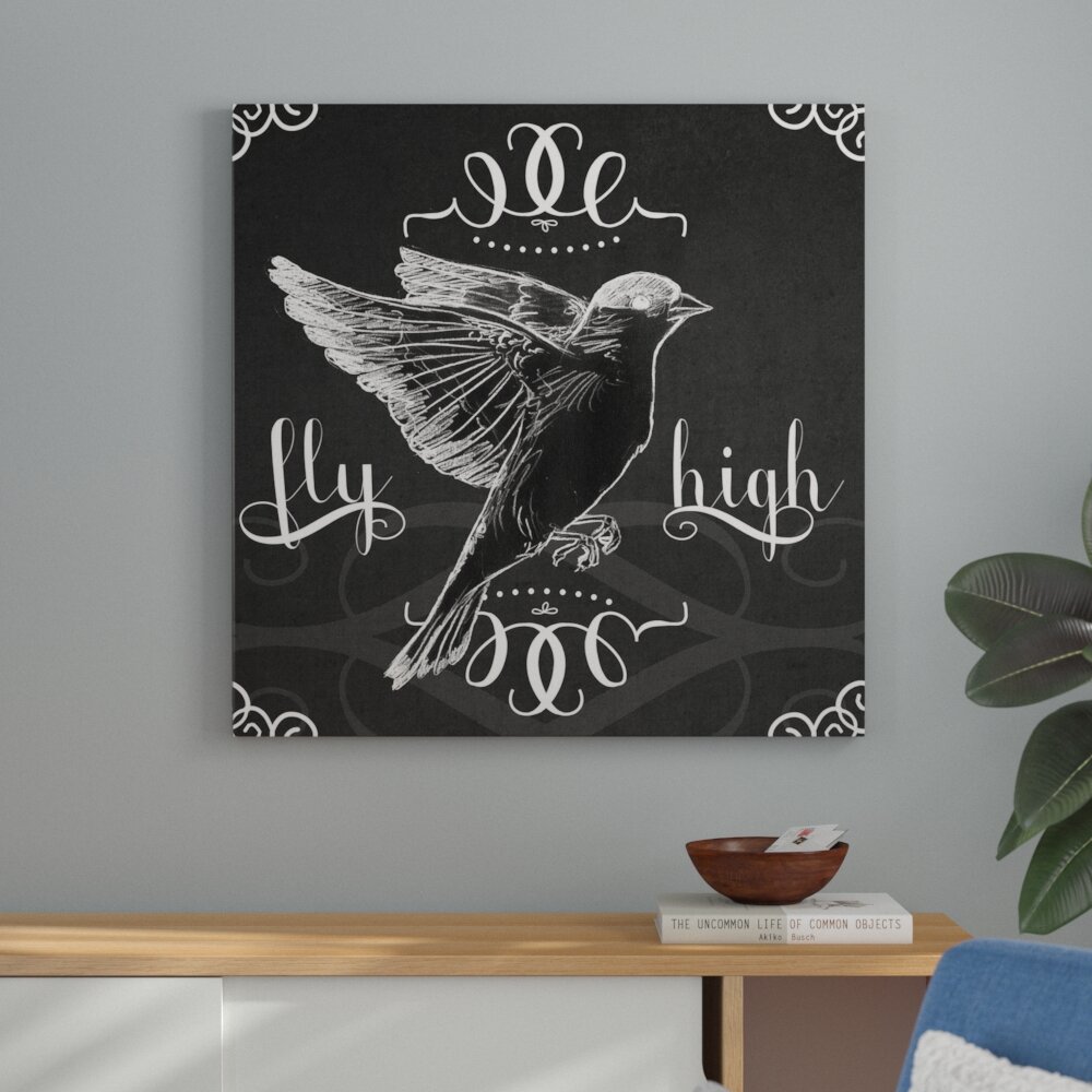 Ebern Designs Chalkboard Bird I Textual Art Print On Canvas Wayfair