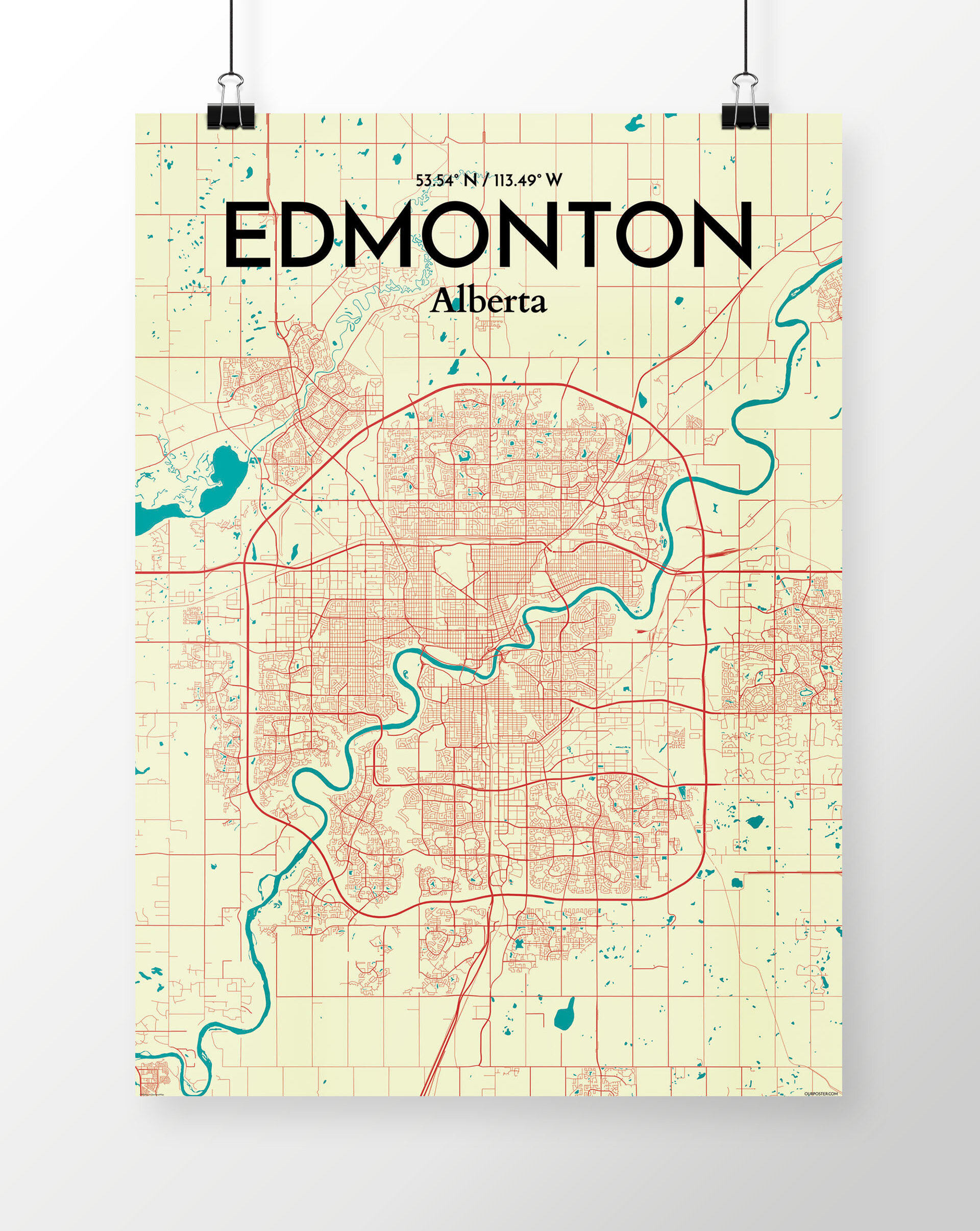 OurPoster.com Edmonton City Map - Panoramic Graphic Art | Wayfair