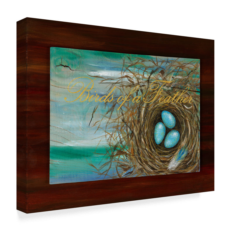 Trademark Art Birds Of A Feather Blue Acrylic Painting Print On Wrapped Canvas Wayfair