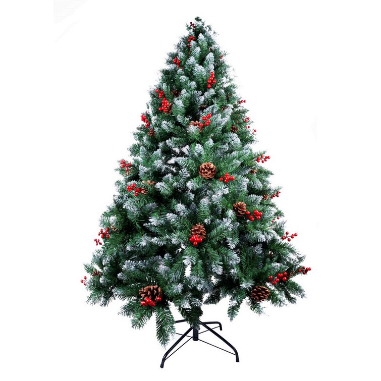 The Seasonal Aisle 210Cm H Green Artificial Pine Flocked/Frosted Chrismas Tree  and Berries | Wayfair.co.uk