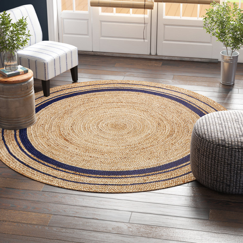 Laurel Foundry Modern Farmhouse Jerrie Hand-Braided Tan/Navy Blue Area ...