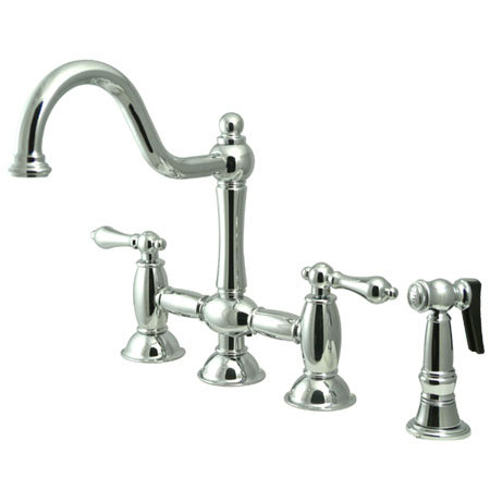 Kingston Brass Restoration Double Handle Deck Mount Kitchen Faucet