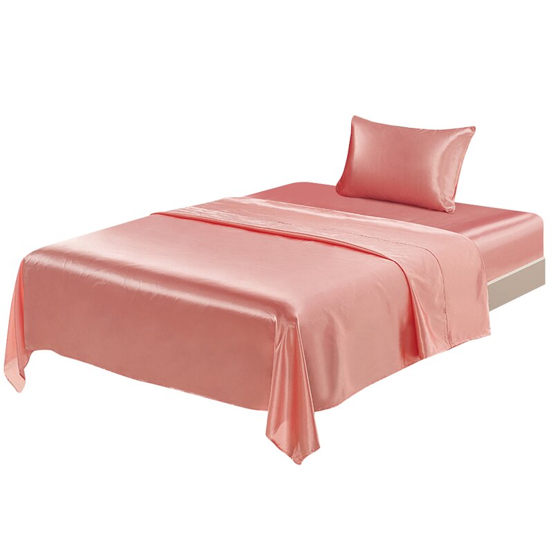 Vonty Satin Sheets Queen Silky Soft Satin Bed Sheets Red Satin