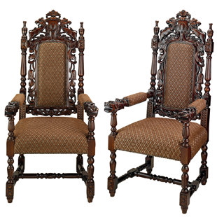 Go to store & view more images Design Toscano Grand Occasion Hand Carved Heraldic Armchair (Set of 2)
