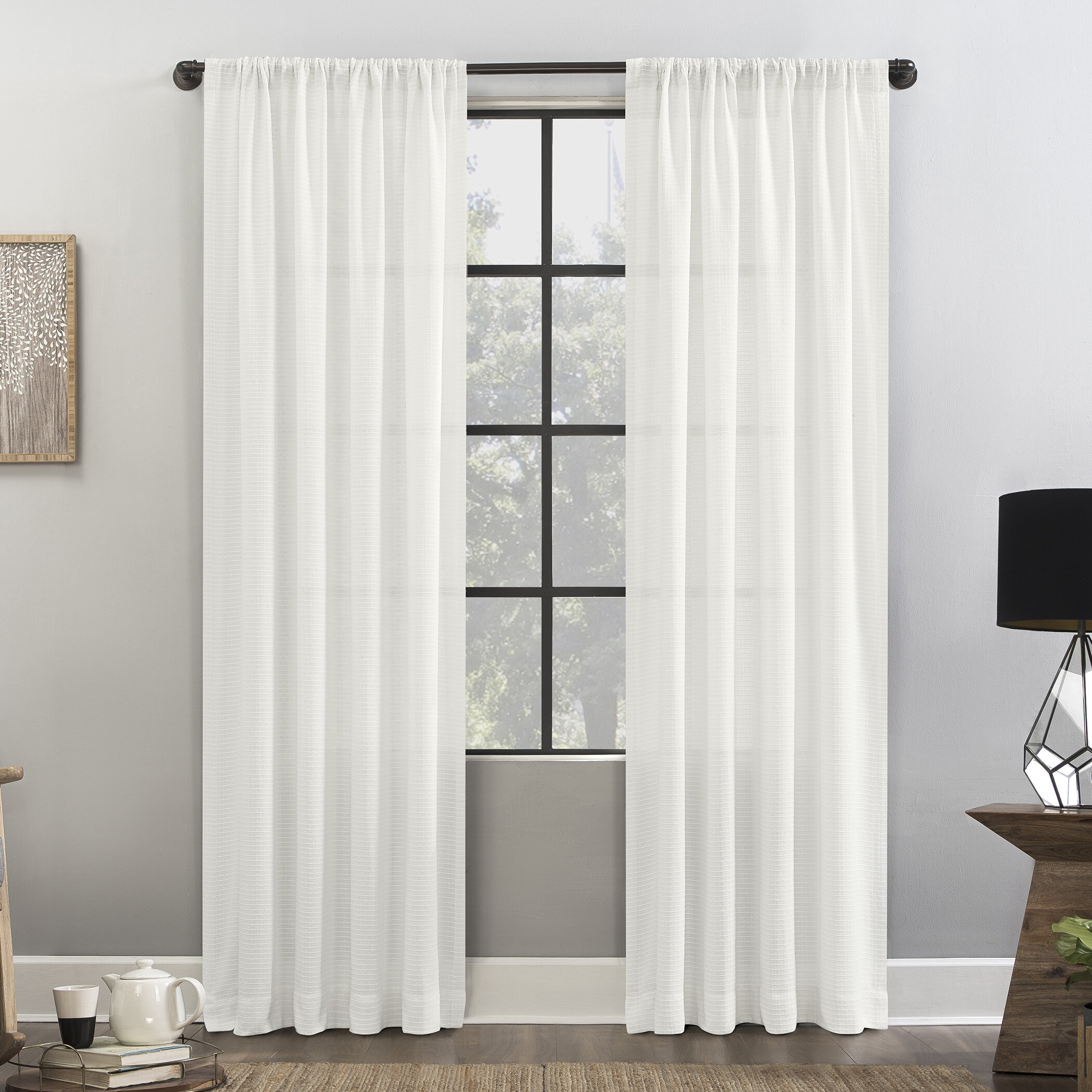 Cleanwindow Waffle Texture Anti Dust Solid Color Semi Sheer Rod Pocket Single Curtain Panel Reviews Wayfair