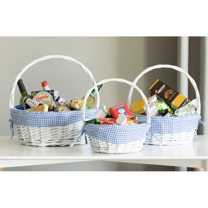 WICKER WILLOW BASKET LOG CARRIER HOLDER WITH HANDLES LINING STORAGE PICNIC