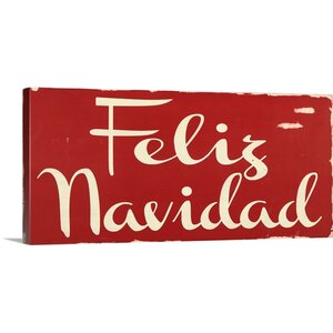 Christmas Art 'Feliz Navidad' by Erin Deranja Textual Art on Wrapped Canvas
