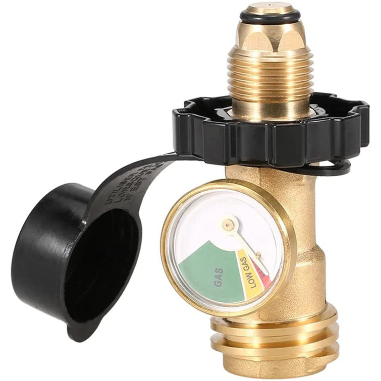 Outdoor Camping BBQ QCC1/POL Propane Gas Tank Valves Adapter w/ Pressure Gauge 