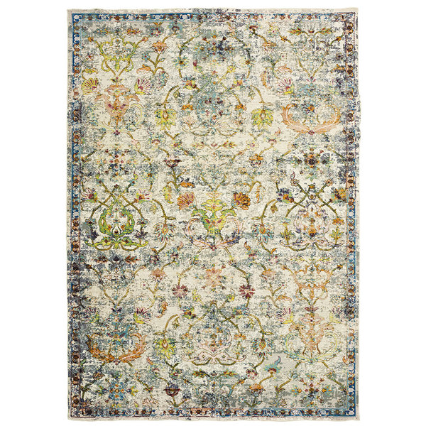 Bloomsbury Market Amory Floral Beige/Green Area Rug & Reviews Wayfair