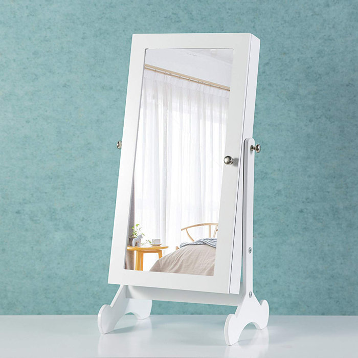 Latitude Run Make Up Mirrored Jewellery Cabinet Free Standing