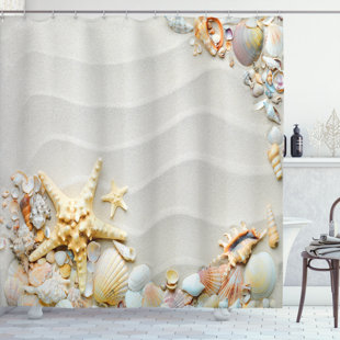 Shower Curtain Shell Decor Starfish Ocean Beach Themed 70 Inches Long 