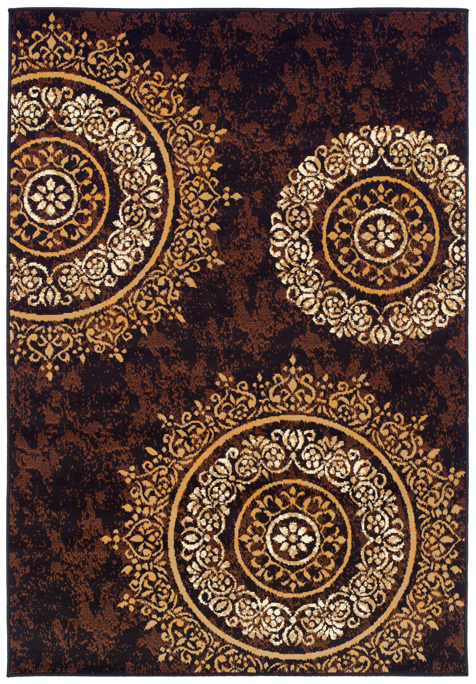 Markenfield Contemporary Modern Circles Brown Beige Indoor Outdoor Area Rug