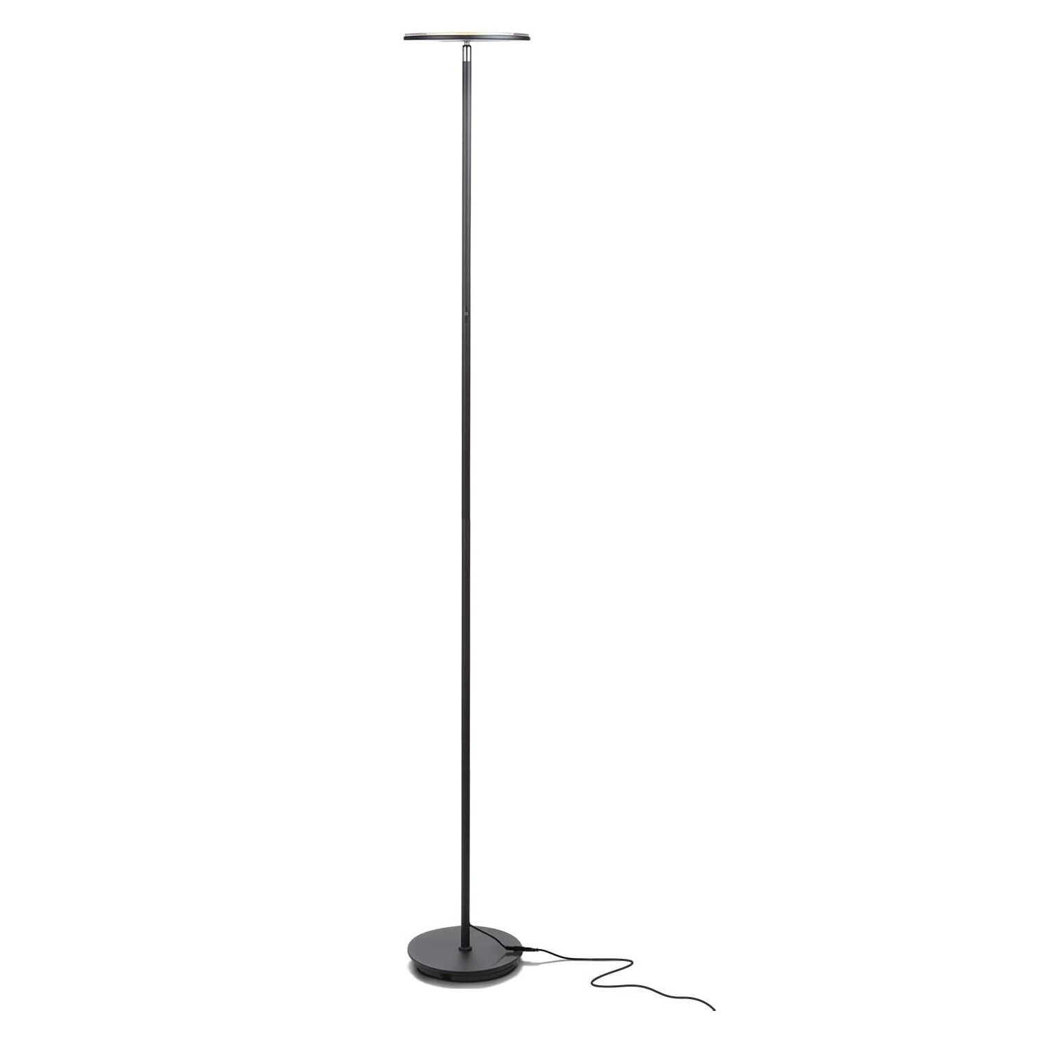 Brightech Halo Flippable LED Torchiere Super Bright Floor Lamp Dimmable Uplight for Reading Books in Your Bedroom etc Tall Standing Modern Pole Light for Living Rooms & Offices Black BT-FL-HALO-JT-BLCK 