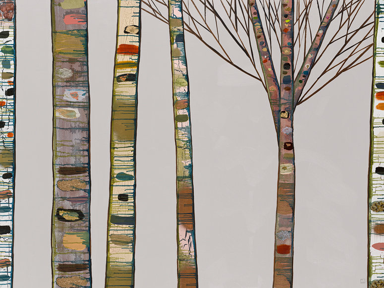 'Birch Tree Branches on Light Gray' - Wrapped Canvas Print Size: 24" H x 30" W x 1.5" D