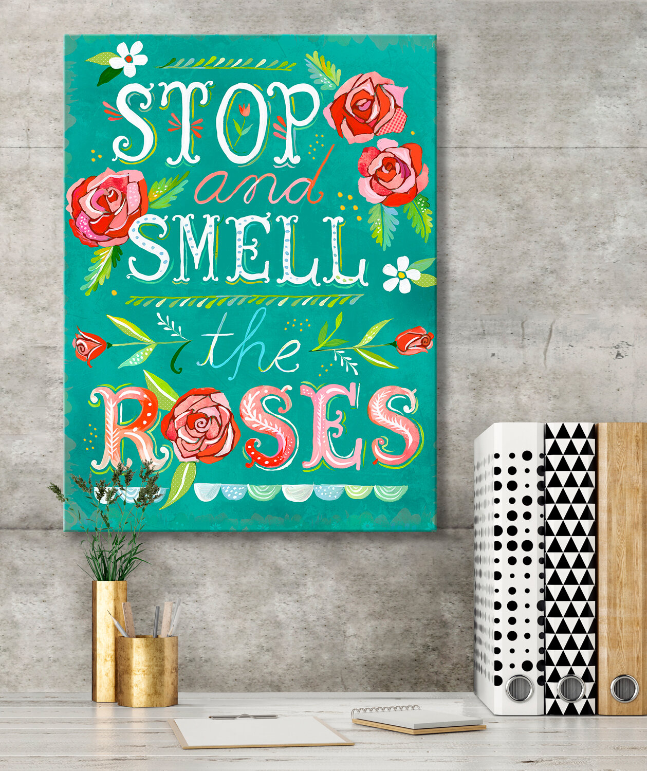 Greenbox Art Stop And Smell The Roses By Katie Daisy Unframed Graphic Art On Canvas Wayfair 