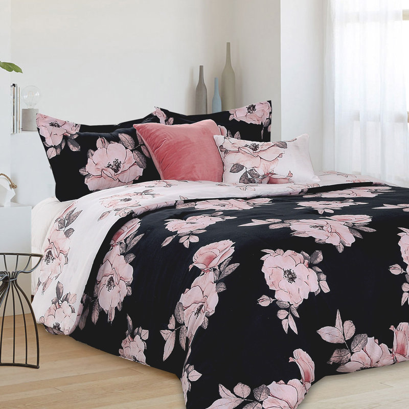 Queen Paris Comforter Pink Black White Eiffel Tower Bedding And Sheet 8 Piece Bed In A Bag Set Walmart Com Walmart Com
