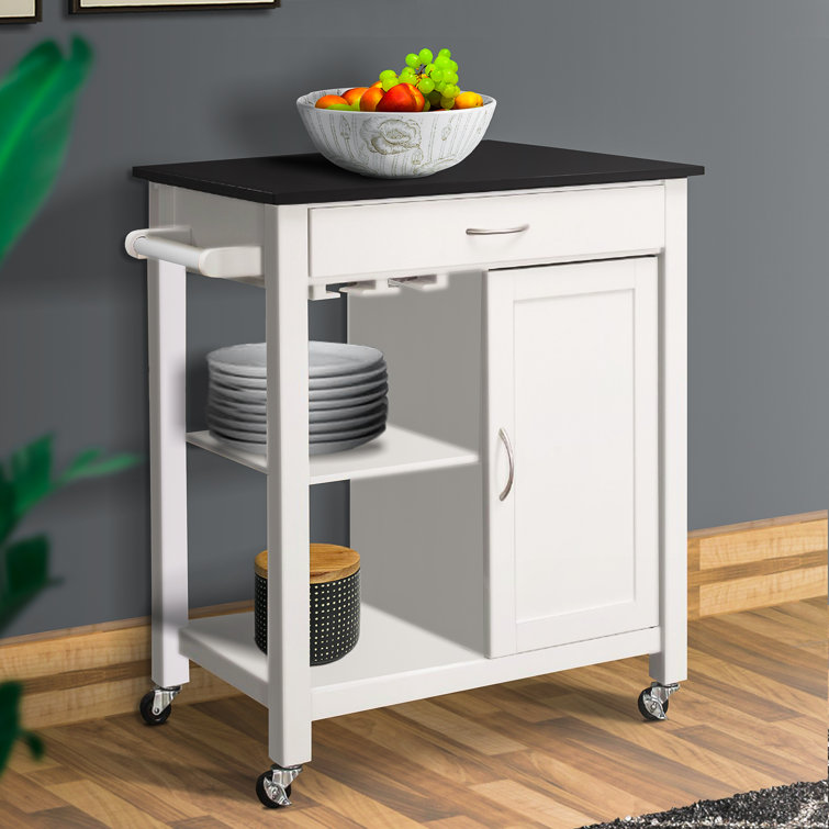 Charlton Home Rodrigues Kitchen Cart With Solid Wood Top Reviews Wayfair