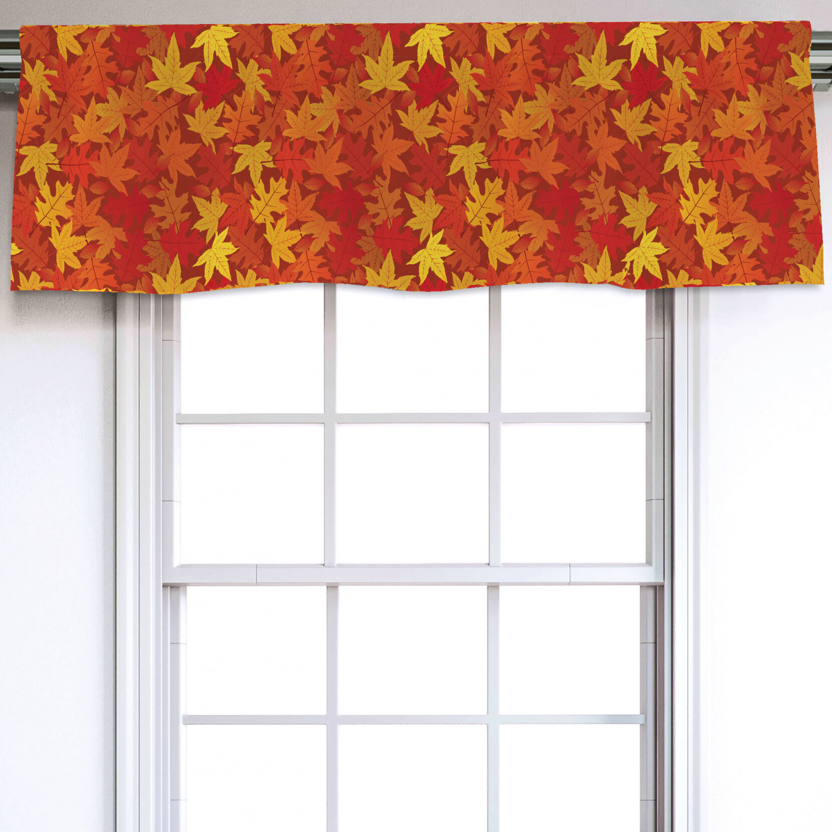 East Urban Home Floral Sateen Ruffled 54'' Window Valance in Burnt ...